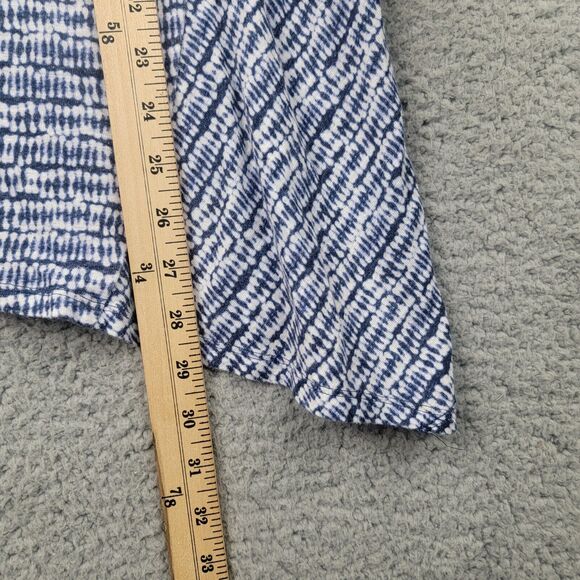 J Jill Pure Jill Tunic Tee Top Womens M Blue White Linen Blend Asymmetric Hem - Picture 10 of 16